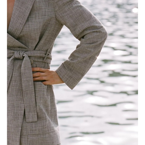 NWT Zara Linen Blazer with Belt Sz. M - Picture 4 of 6